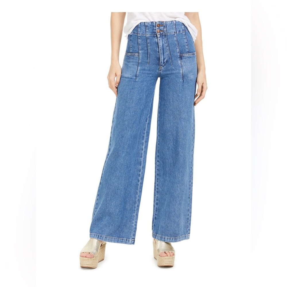 Free People x We The Free - Midnight City Denim High Waist Wide Leg Jeans - 26